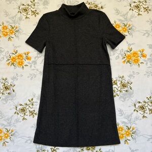 Zara Size S Charcoal Mock Neck Short Sleeve Sweater Dress